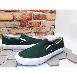 Vans Skate Slip On Shoes Wrapped Gree Dark White Suede Popcush Men's Size 12